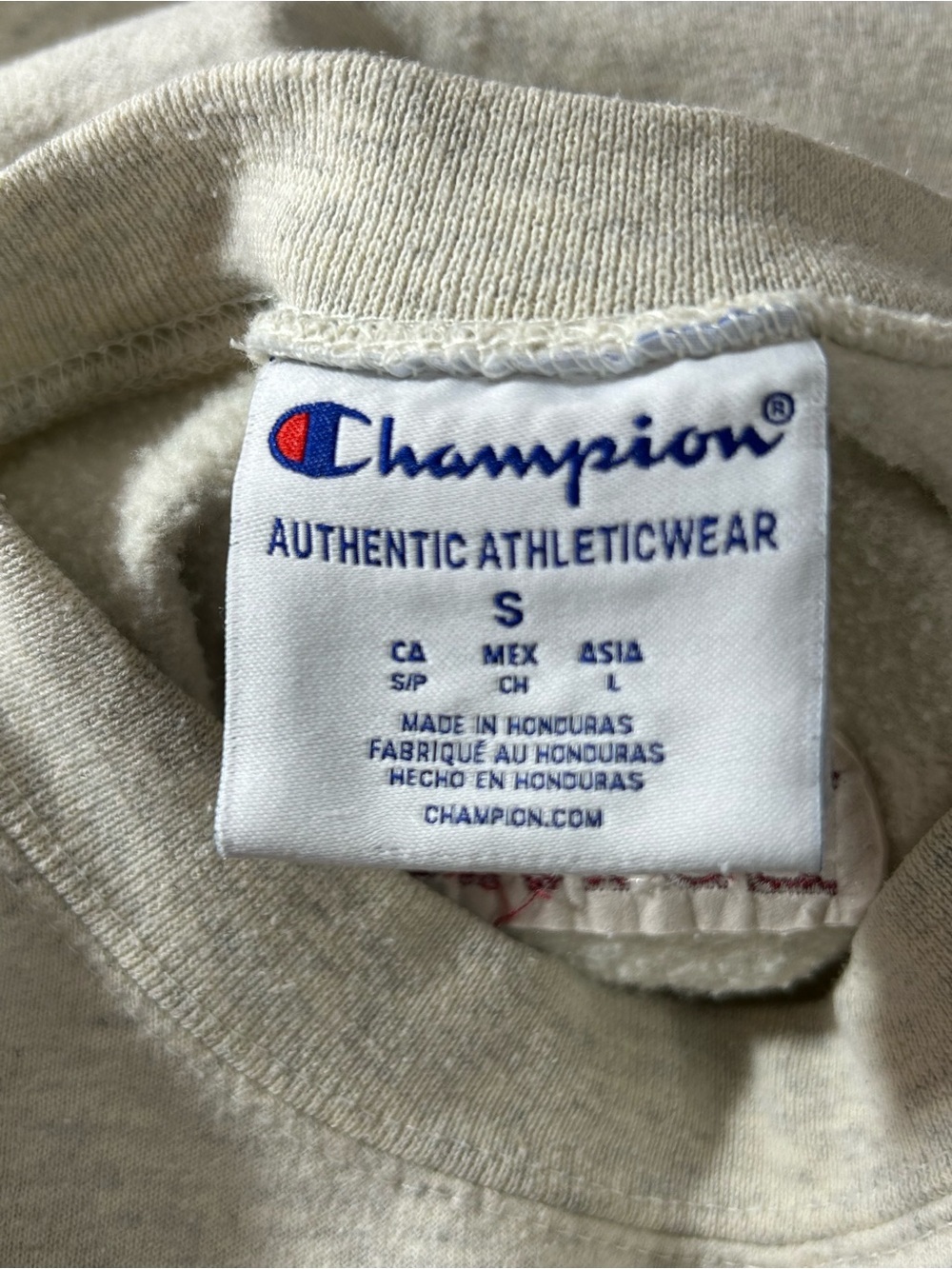 Champion Elon University Crewneck Sweatshirt Small Oatmeal Embroidered Spell Out - Picture 3 of 5